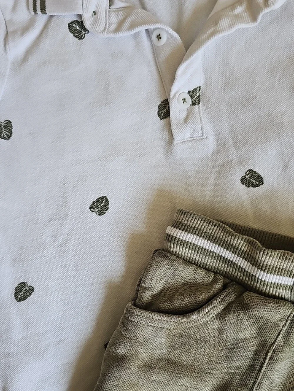 Sergent Major Toddler Polo Shirt & Olive Green Shorts Set, 5ans.